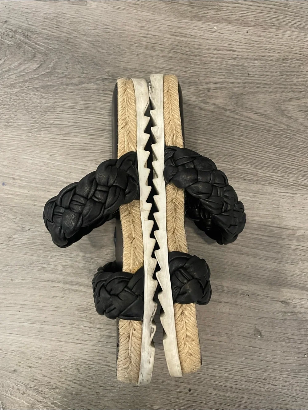 Marc Fisher black braided double-strap espadrille slides Size 6 1/2 M